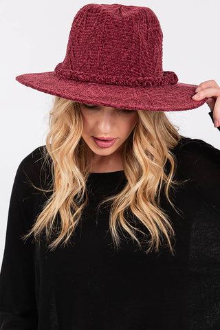 Chenille Pattern and Braided Band Winter Fedora