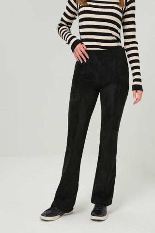 Anatomie Becca Flare Faux Suede Pintuck Pant-Carmel or Black