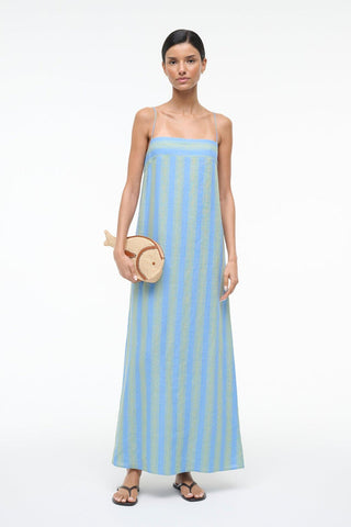 Staud Laura Linen Dress-Seaport Stripe