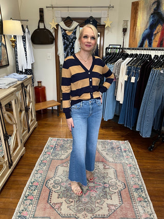 Jumper 1234 Slinky Stripe Cardigan-Navy Coyote