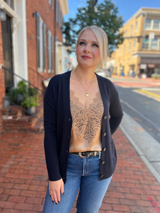 Naadam Cashmere Boyfriend Cardigan-Navy