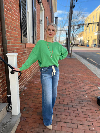 American Vintage Damsville Long Sleeved Boatneck Sweater-Green