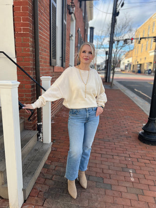 American Vintage Damsville Long Sleeved Boatneck Sweater-Pannacotta