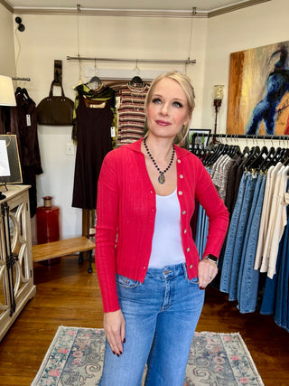 CRUSH Amara Breeze and Barrell Button Polo-Wild Crush