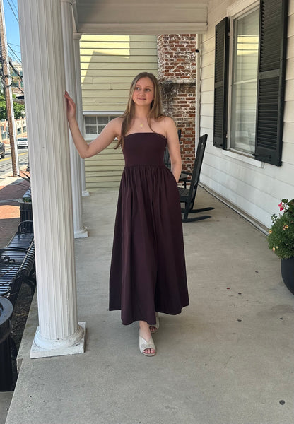 Enza Costa Cotton Resort Strapless Dress-Dark Cherry – Madisonbelle