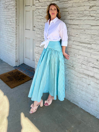 Staud Procida Skirt-Pool Stripe