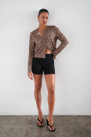 LNA Mira Ribbed Cardigan-Leopard