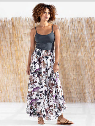 Go Silk Go Lastic Printed Skirt-Wheatfield