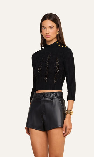 L'Agence Kamdyn Cable Mock Neck-Black Size large