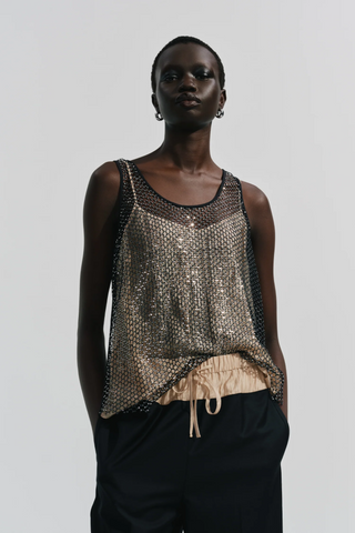 Saint Art Menton Mesh Sequin Top-Black