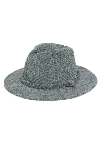 Chenille Pattern and Braided Band Winter Fedora