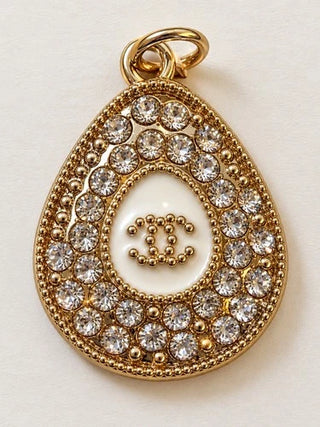 Chanel CC Crystal Detail Gold/White Pendant