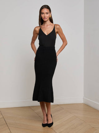 L'Agence Salem Knit Flare Skirt-Black