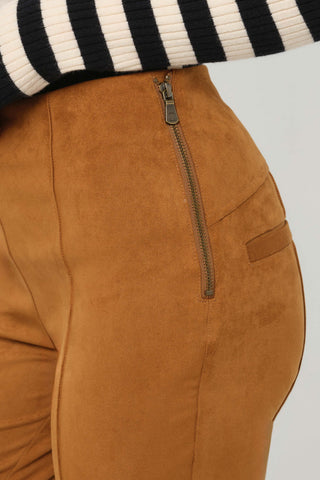 Anatomie Becca Flare Faux Suede Pintuck Pant-Carmel or Black