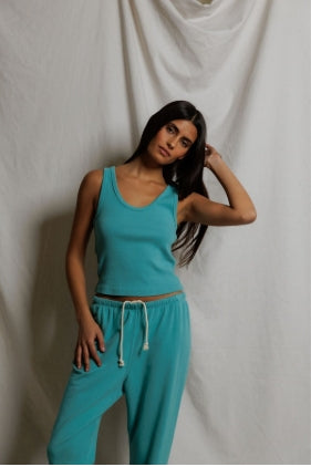 Perfectwhitetee Blondie Structured Rib Bra Friendly Tank-Teal