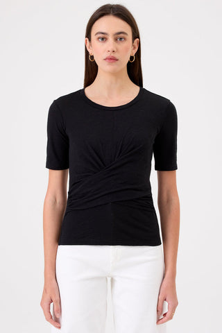 Goldie Alyssa Short Sleeve Front Wrap Tee - Black