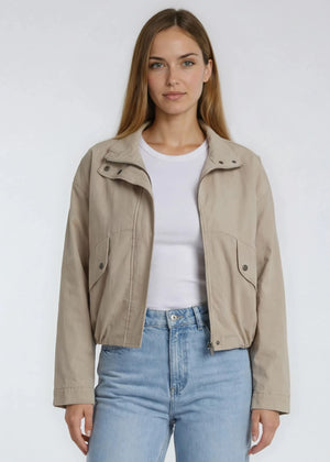 Marrakech Mercer Stretch Poplin Flight Jacket-Buff