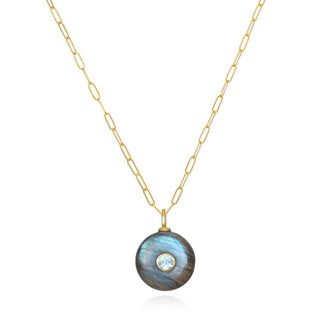 Amelia Rose Labradorite & Topaz Paperclip Necklace