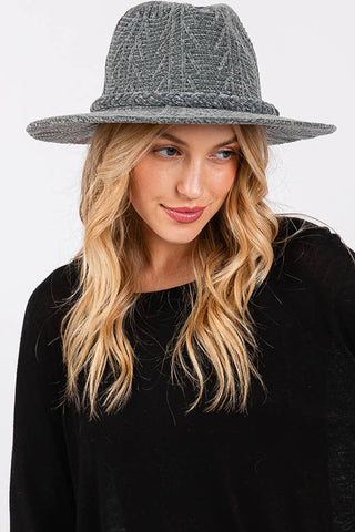 Chenille Pattern and Braided Band Winter Fedora