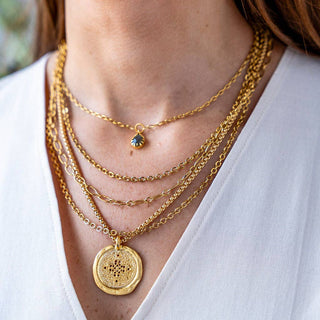 Loni Paul Jewelry Matt Gold Filigree Coin Necklace