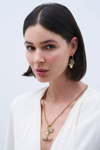 Mon Reve Blessed Luck Clover Hamsa Charm Chain Necklace