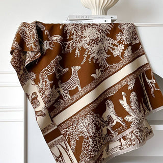 Funkyrel Scarvii Forest & Fauna Print Scarf & Wrap-Brown