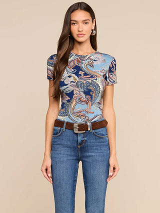 L'Agence Ressi Short Sleeve Crewneck Tee-Midnight Paisley
