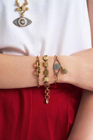 Mon Reve Allure Gold Plated Eye Charm Chain Bracelet