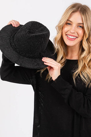 Chenille Pattern and Braided Band Winter Fedora