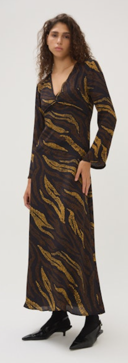 Maria Cher Bowie Cheryl Long Sleeve Dress-Brown