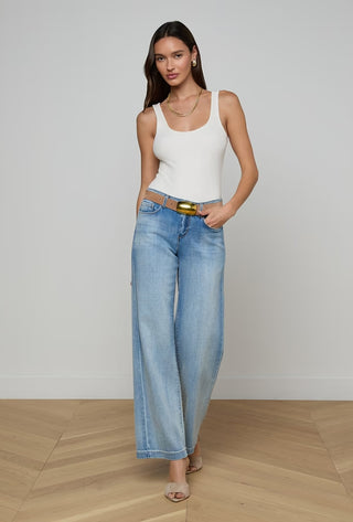 L'Agence Joanne Low Rise Denim-Dry Ice