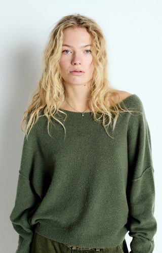 American Vintage Damsville Long Sleeved Boatneck Sweater-Tortue