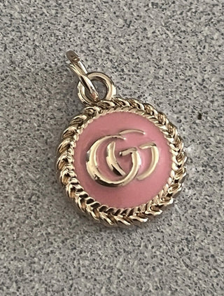 Chanel Button Zipper Pull Gold Tone/Pink Pendant
