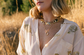 Rebekah J. Designs  Coral Necklace-Brass