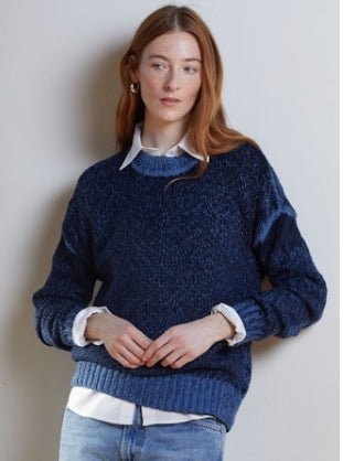 Autumn Cashmere Inked Crew-Bluestone/Navy