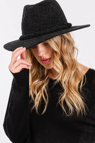 Chenille Pattern and Braided Band Winter Fedora