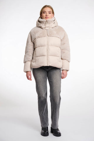 Rino & Pelle Shana Padded Jacket with Faux Fur-Green Mist