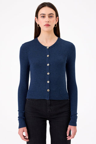 Goldie Crop Cardigan - Navy Heather