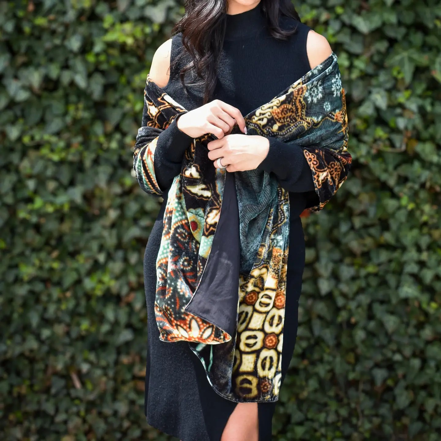 RHQKK Soft Knit Velvet Shawl Wrap For Women